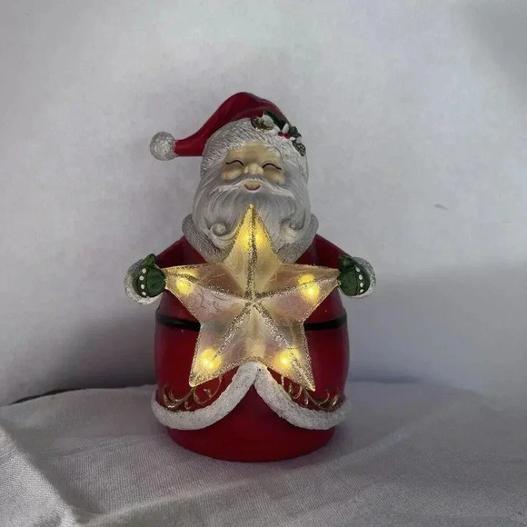 Santa Claus Holding Christmas Star LED Night Light Battery Operated Timer New - Picture 7 of 9